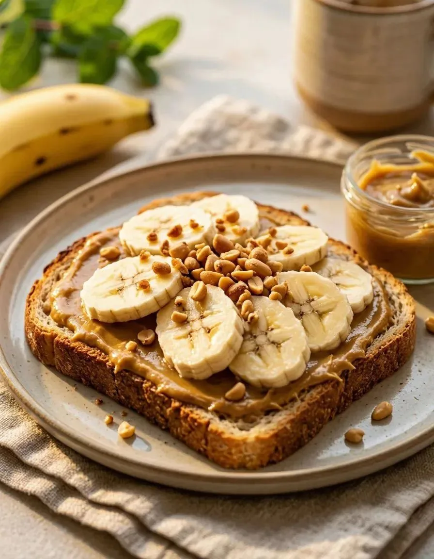 🍌 Тост с арахисовой пастой и бананом — идеальный завтрак для бодрого старта!  ☀️