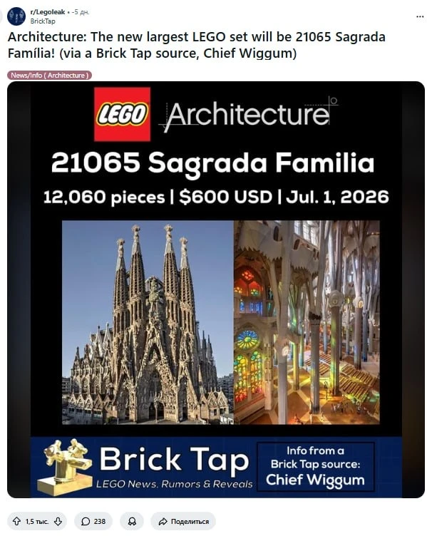 LEGO готовит самый БОЛЬШОЙ набор в истории — данные о нём утекли в сеть.
