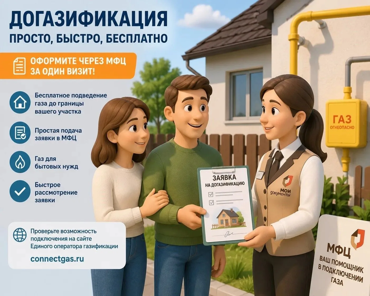 🏡 От мечты к реальности за один визит: оформите догазификацию через МФЦ!

✅Подать заявку можно в лю