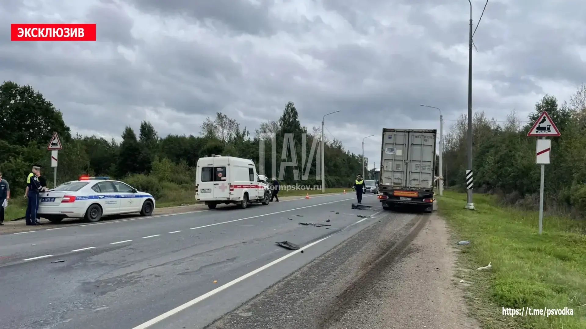 В Острове, перед железнодорожным переездом по Киевской трассе, водитель грузового автом...