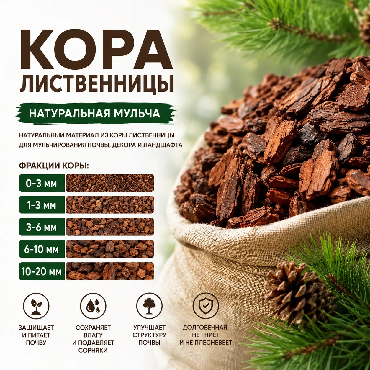 🌲 НОВАЯ ПОСТАВКА КОРЫ ЛИСТВЕННИЦЫ ИЗ СИБИРИ! 🌲