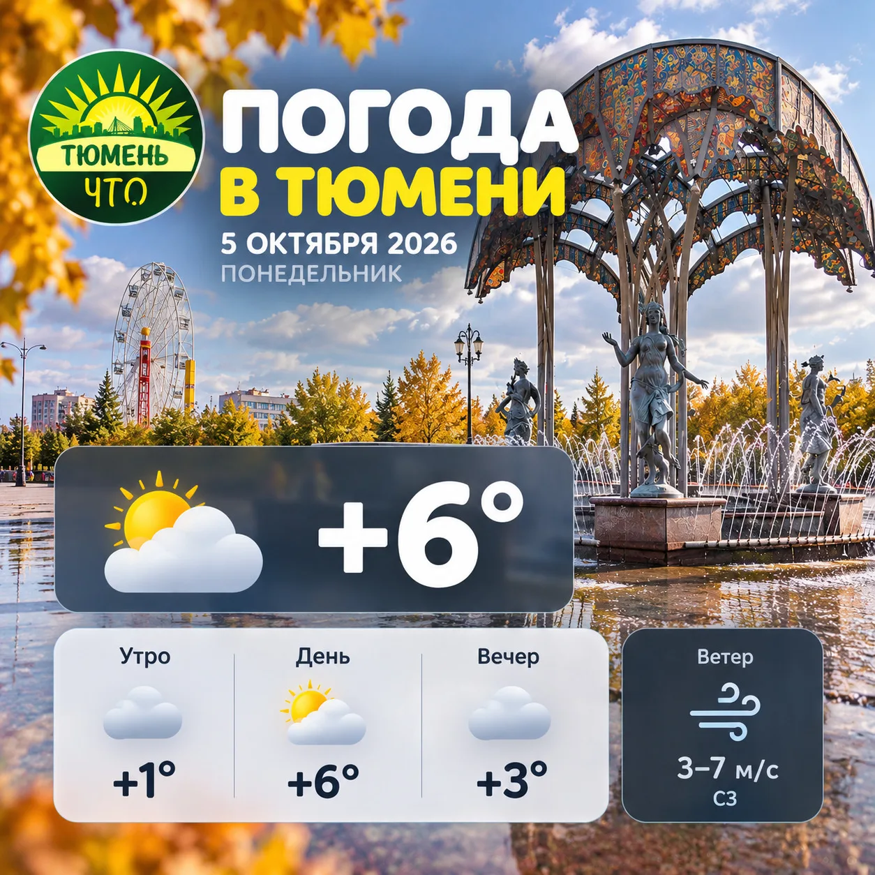 Прогноз погоды на 5 октября в Тюмени. Одевайтесь теплее!