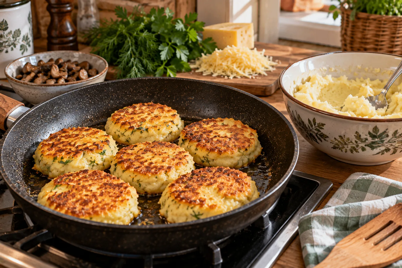 🍽️ «С ГРЯДКИ НА КУХНЮ»: КАРТОФЕЛЬНЫЕ ЛЕПЁШКИ ИЗ ВЧЕРАШНЕГО ПЮРЕ