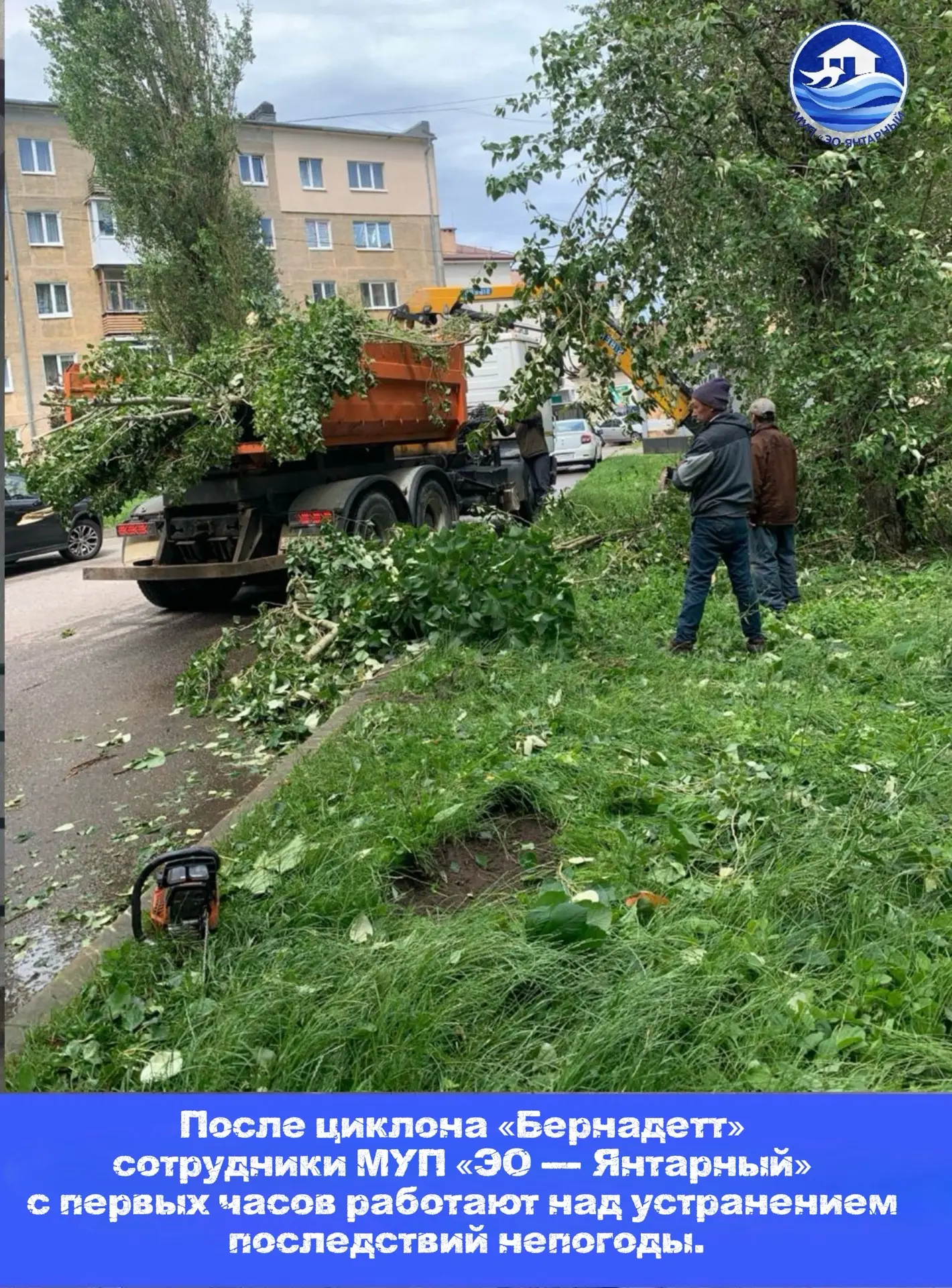 После циклона «Бернадетт» сотрудники МУП «ЭО - Янтарный» с первых часов работают над ус...