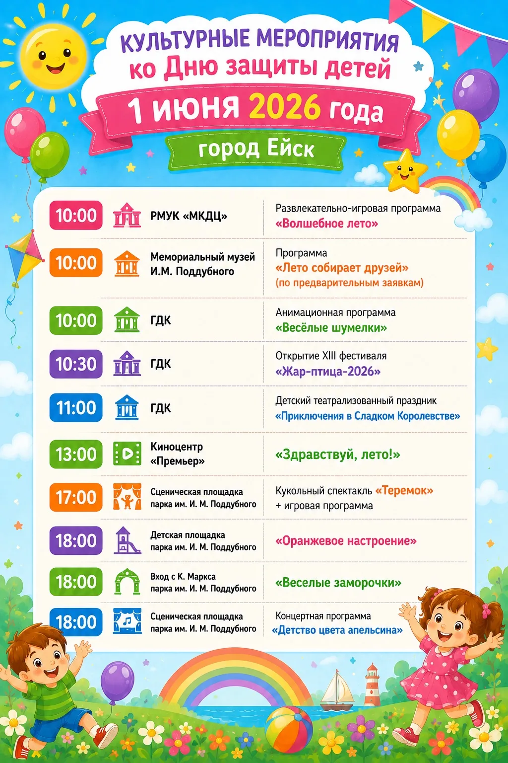 Афиша мероприятий 1 июня 🎈