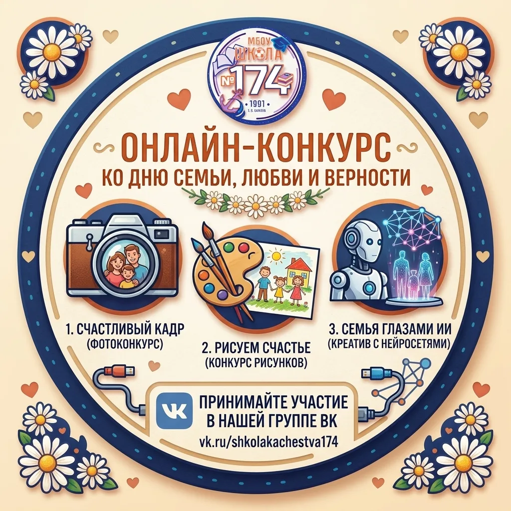 🌸 Скоро 8 Июля — День семьи, любви и верности!
И мы запускаем  школьный онлайн-конкурс, в котором н