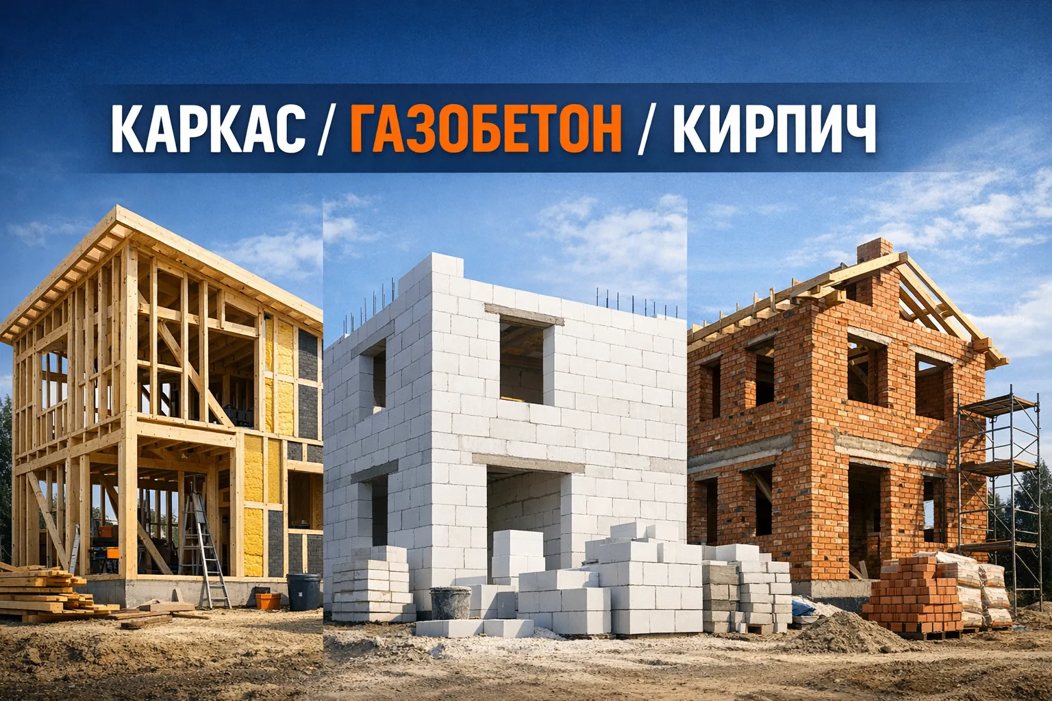 Каркас, газобетон или кирпич: из чего реально дешевле и надежнее строить в 2026 году