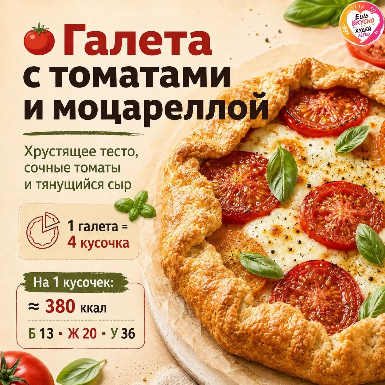 🍅 Галета с томатами и моцареллой