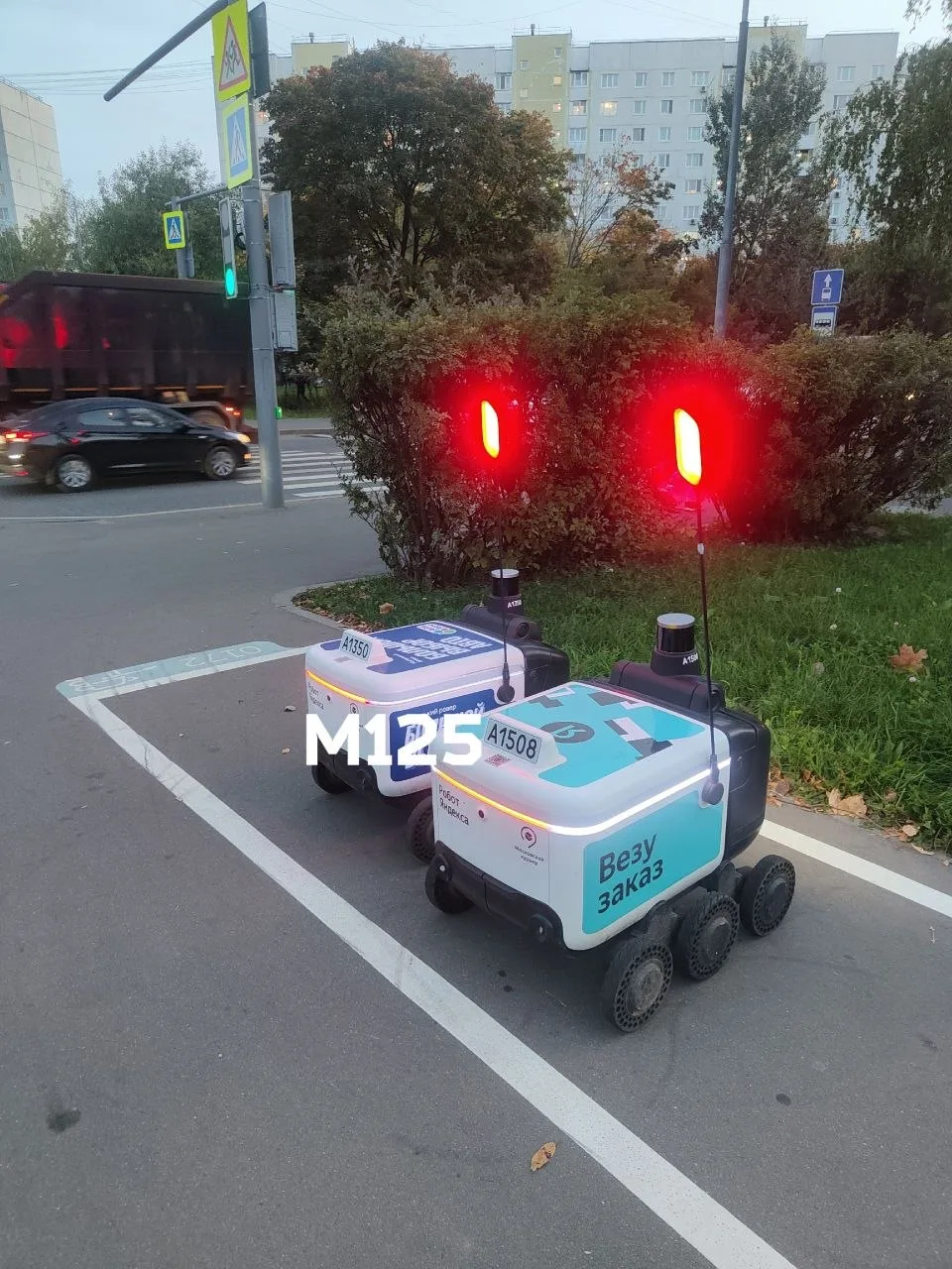 Ещё одно место для отдыха и ожидания роботам-доставщикам отвели на пересечении Плещеева...
