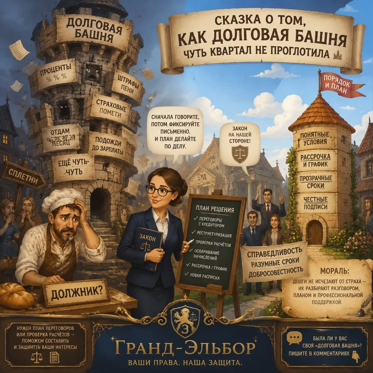 Сказка о том, как Долговая башня чуть квартал не проглотила 🏰🧾