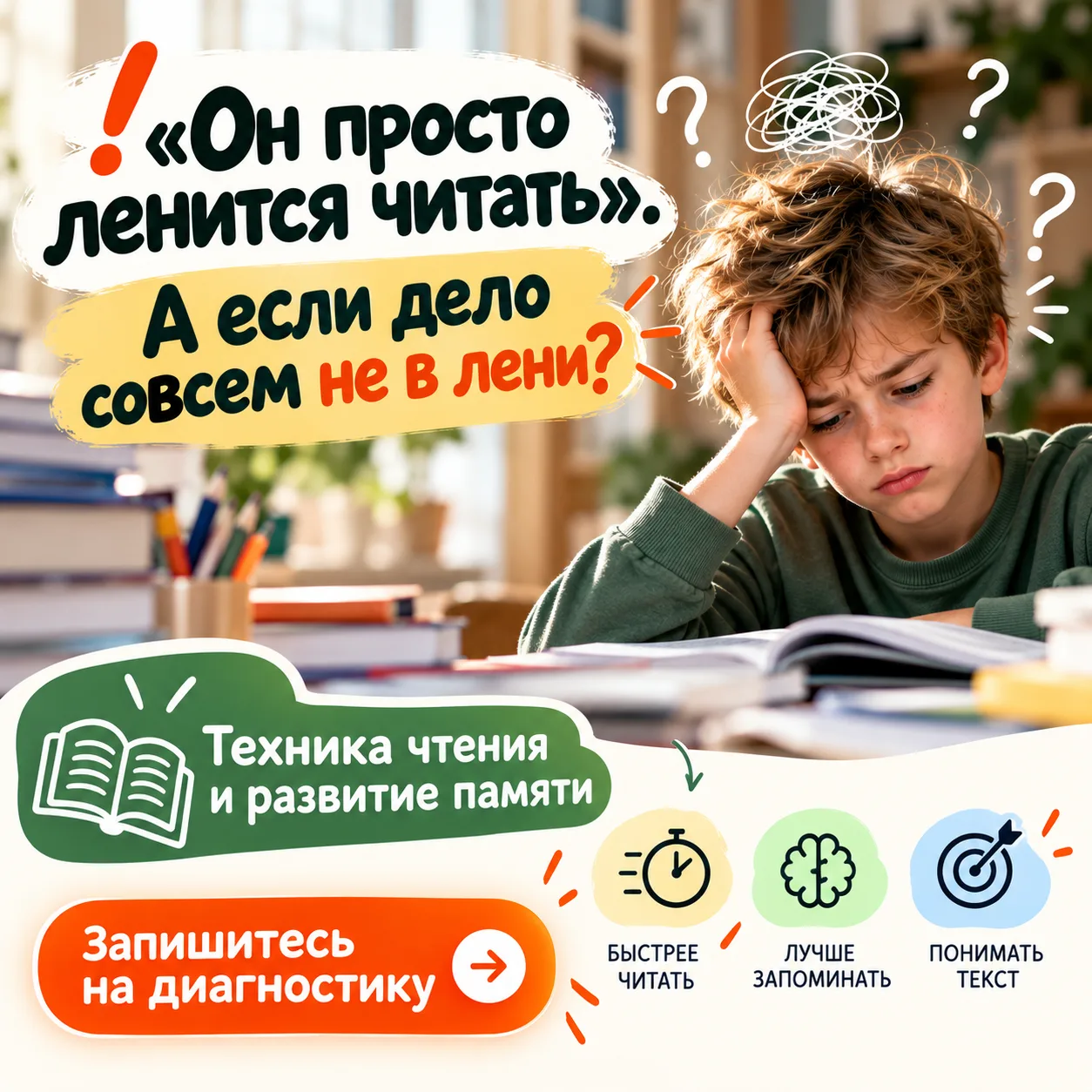 ❗ «Он просто ленится читать». А если дело совсем не в лени?