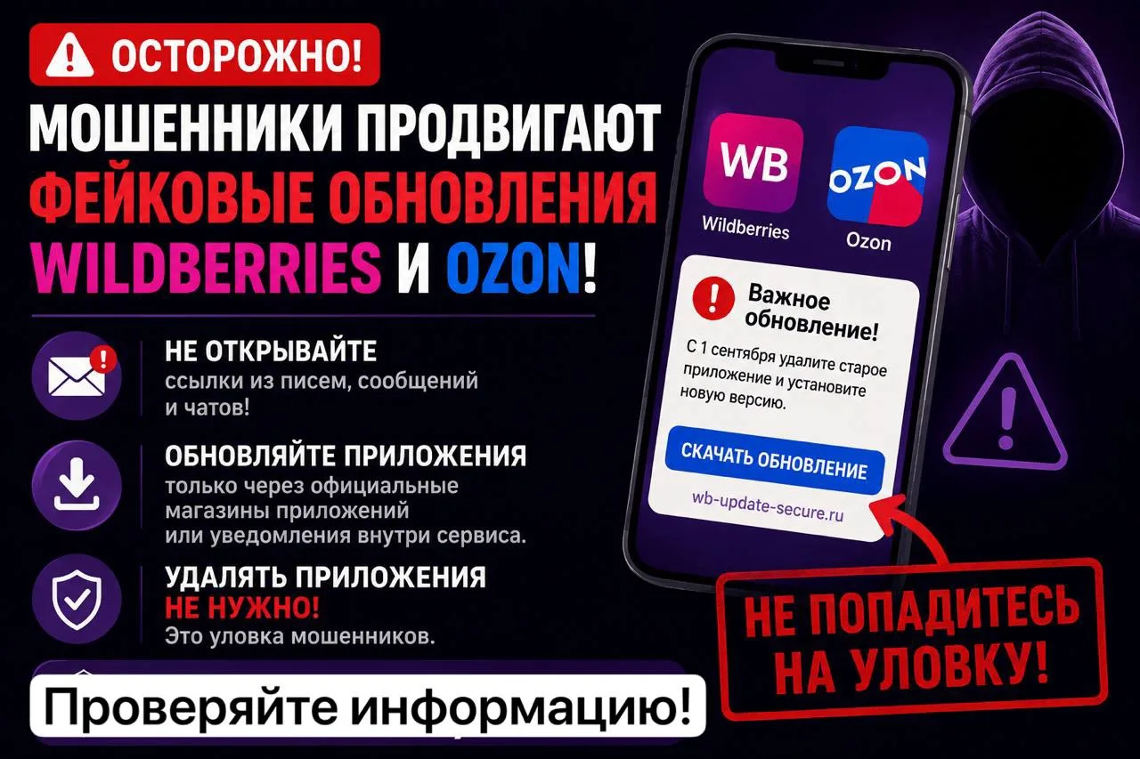 📱 Мошенники придумали новый повод заставить россиян удалить приложения Wildberries и Ozon