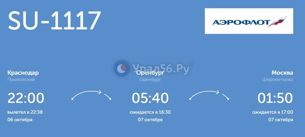 ✈️ Рано утром в Оренбурге сел самолет, летящий из Краснодара в Москву