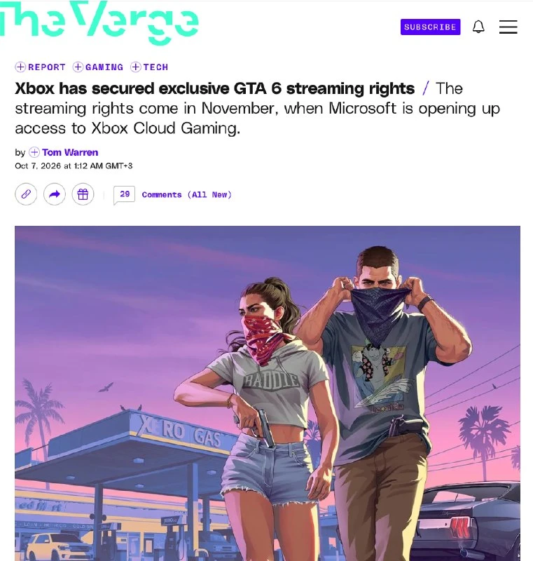⚡ GTA 6 будет доступна на ПК прямо в день релиза: Microsoft выкупила у Rockstar права н...