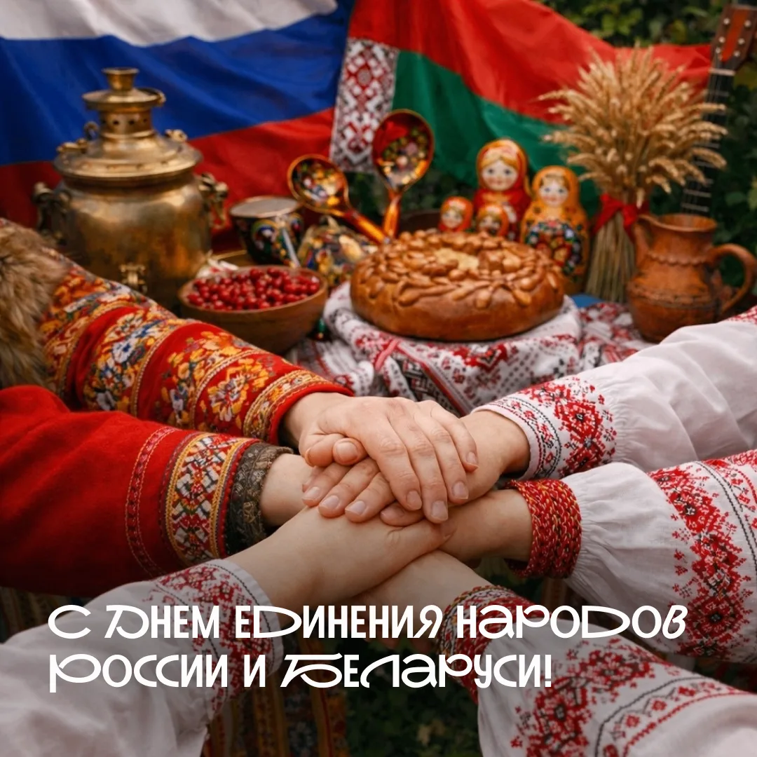 Поздравляем вас с Днём единения народов России и Беларуси!