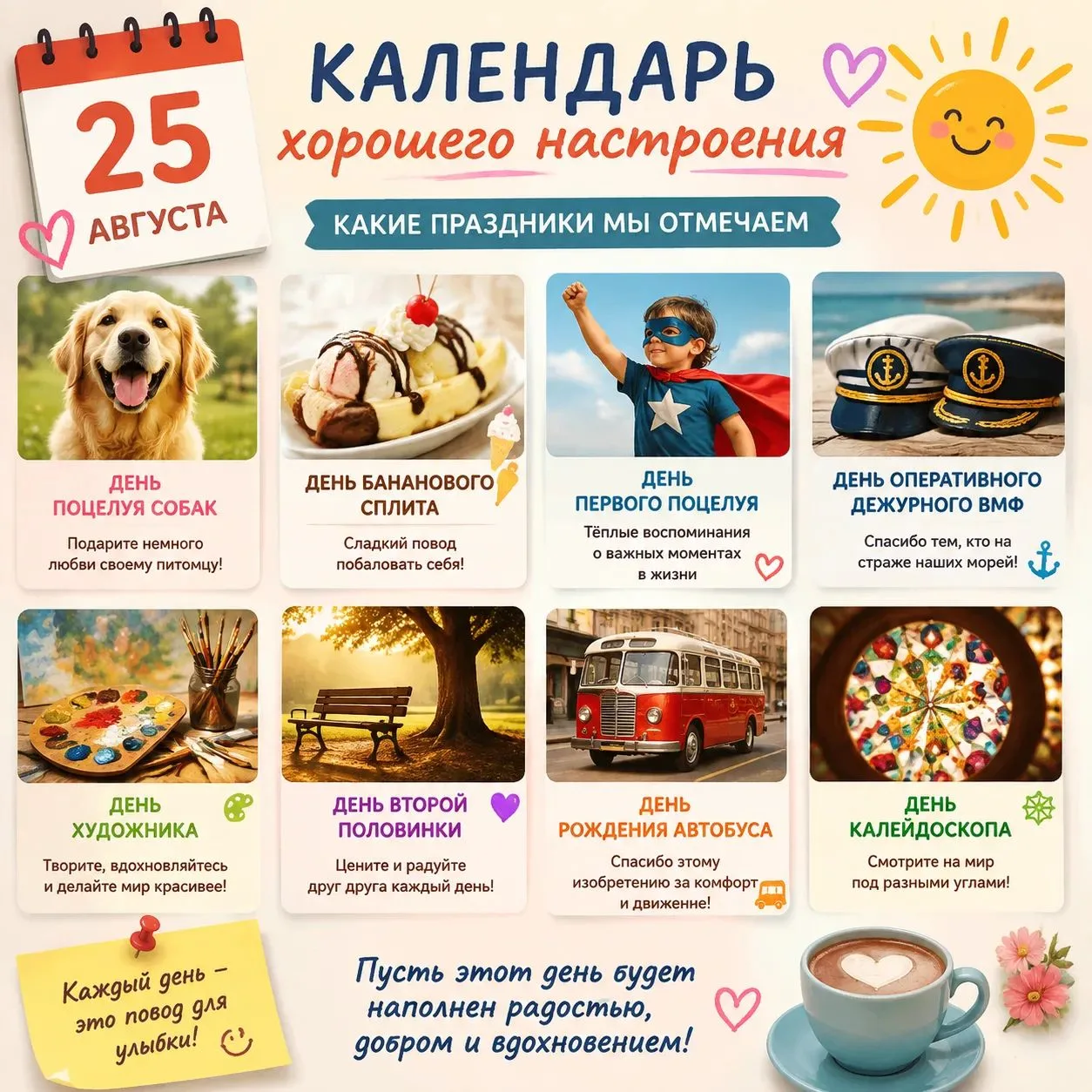Календарь хорошего настроения: какие праздники мы отмечаем 25 августа