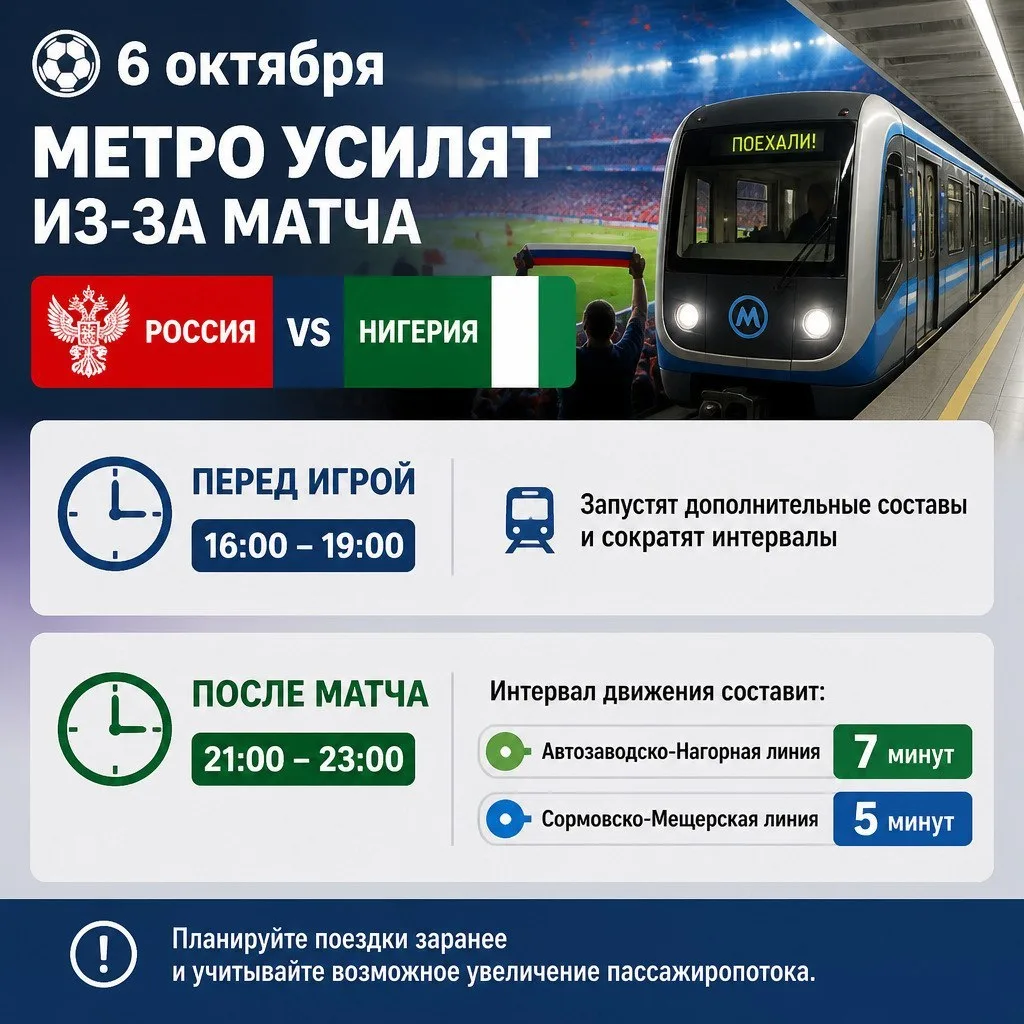 🚇 Матч Россия — Нигерия: метро в усиленном режиме