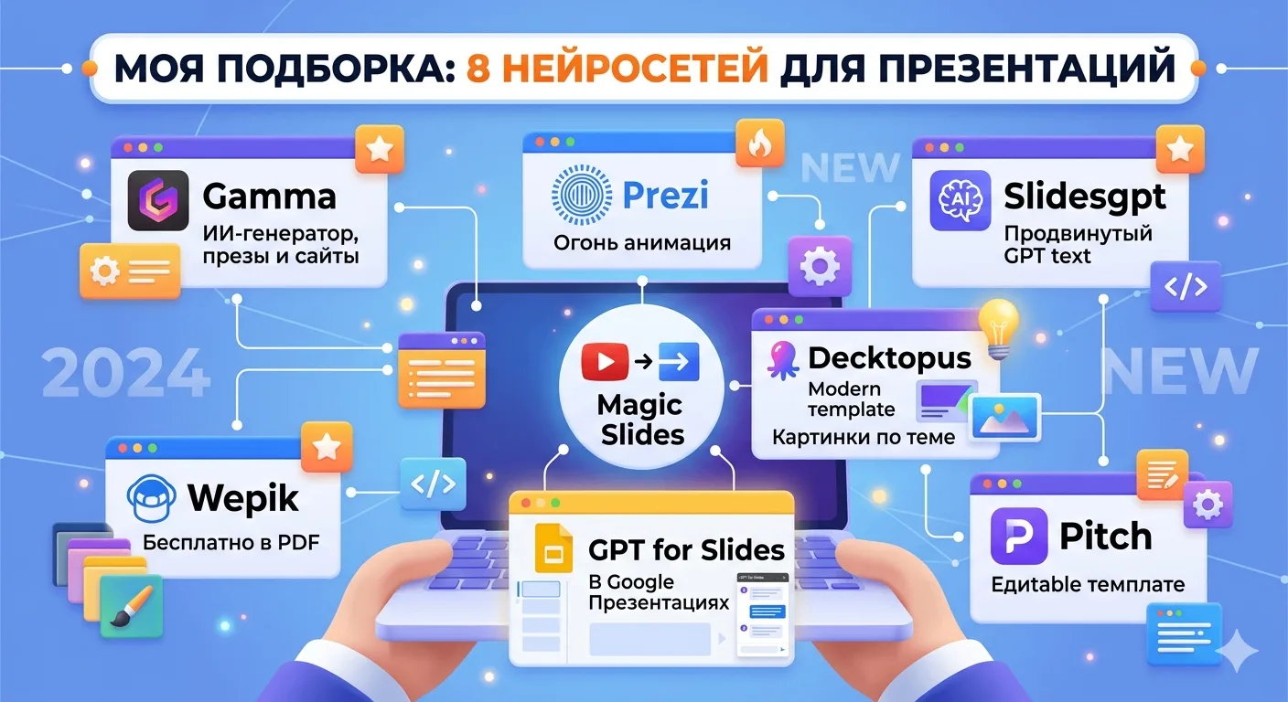 Детальный разбор сервисов (Доступность в РФ, Оплата, Регистрация)
1. Gamma App(Gamma.app) — Мой фаво