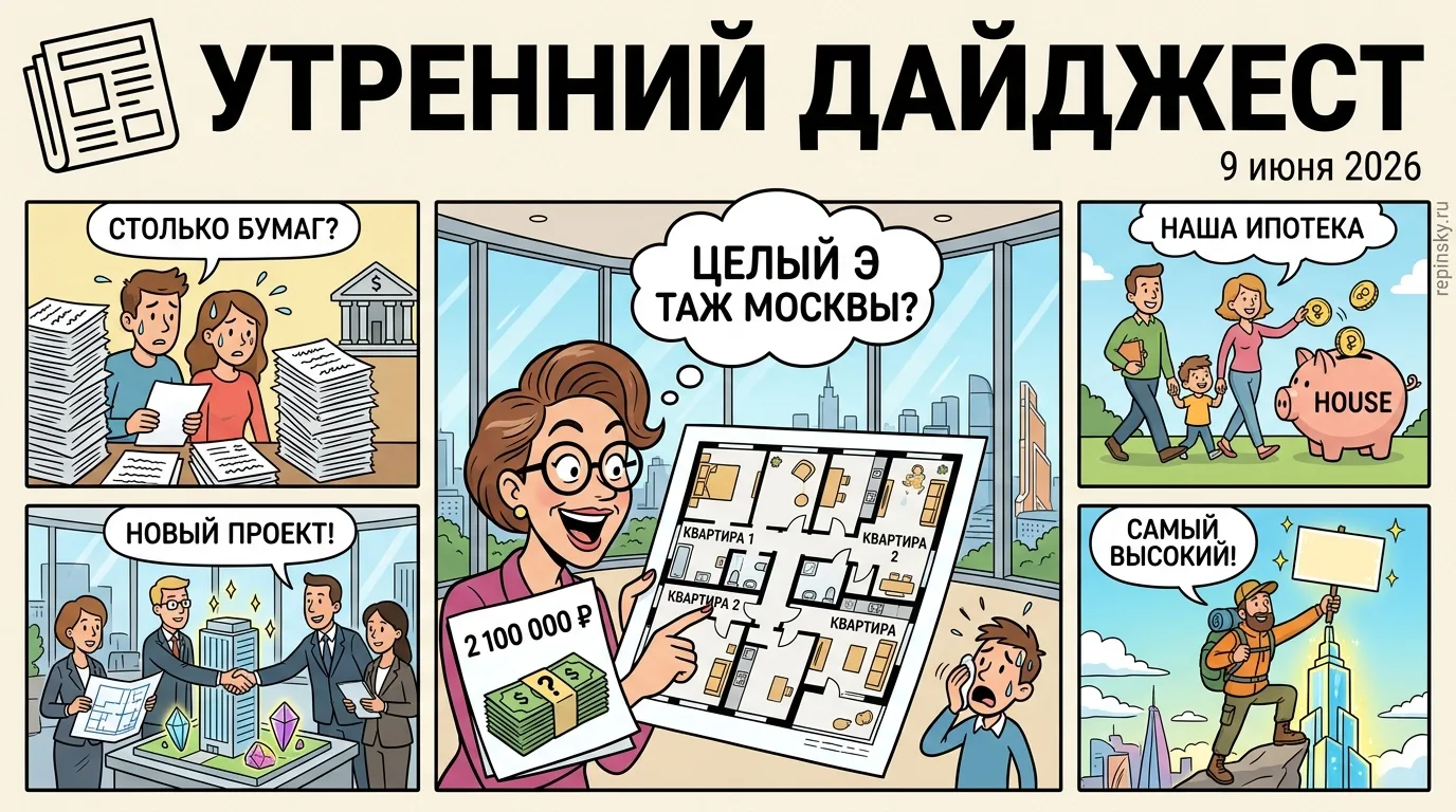 🗞️ Утренний дайджест

➠ Инвесторы скупают целые этажи в столичных элитных новостройках. Стоимость о