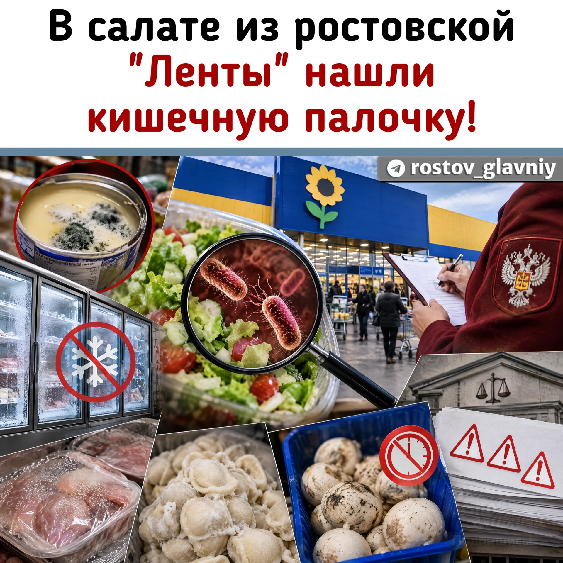 🦠 Кишечную палочку в салате нашёл Роспотребнадзор в ростовской "Ленте". И это ещё не в...