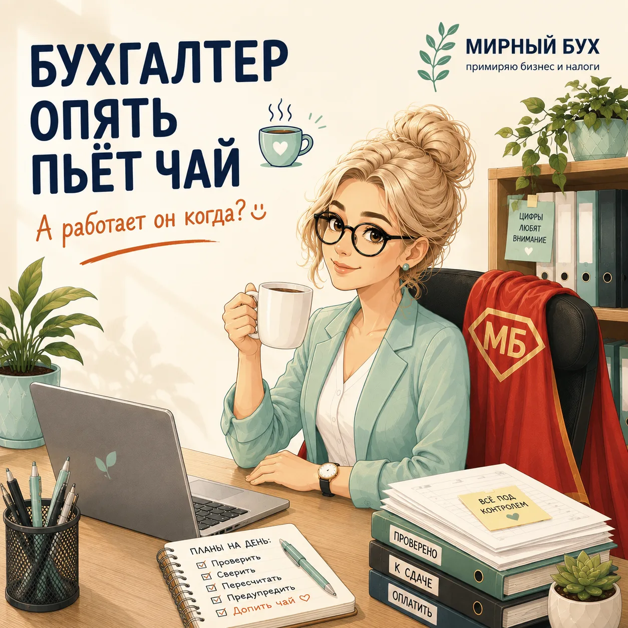 Бухгалтер опять пьёт чай. А работает он когда? 😄