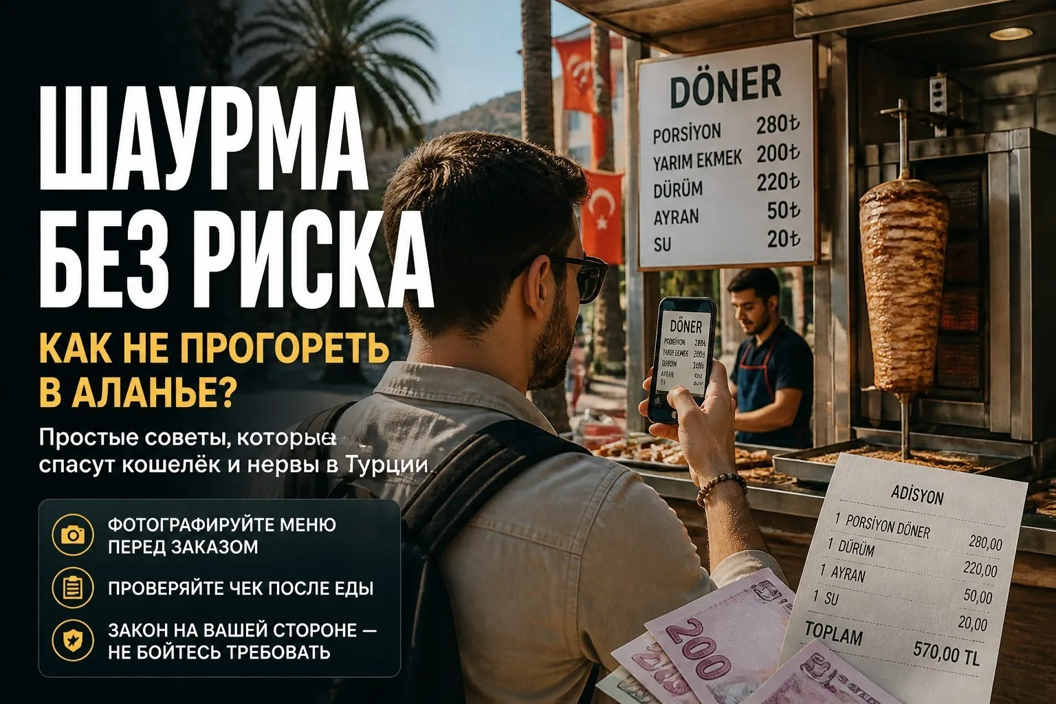 🕌 Как не прогореть на шаурме в Аланье? Советы для своих