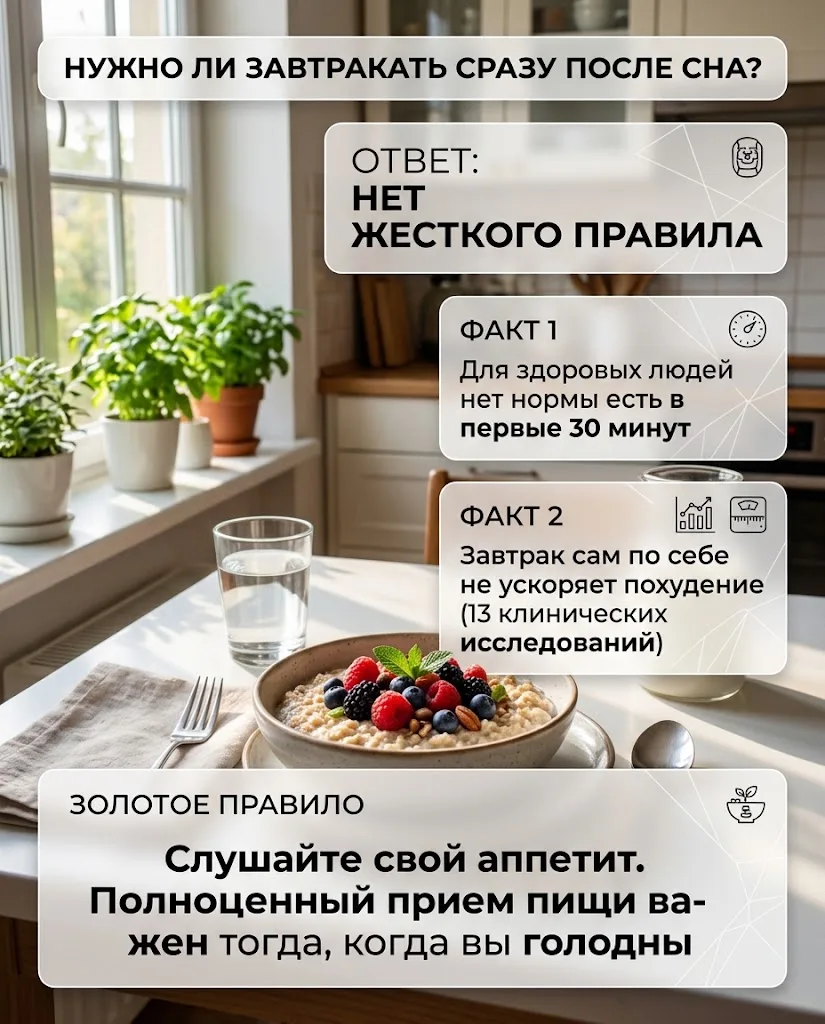 Проснулись в семь утра, а есть совершенно не хочется.