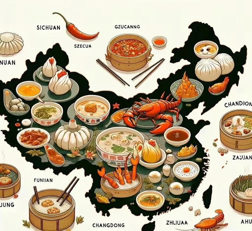 😋Китайская кухня - 中国饮食
 
由于中国各地的物产、气候和生活习惯不同，因此人们的口味也各不相同：南方人口味清淡，北方人口味较重，四川人喜欢吃辣，山西人喜欢吃酸……这样，在中国就