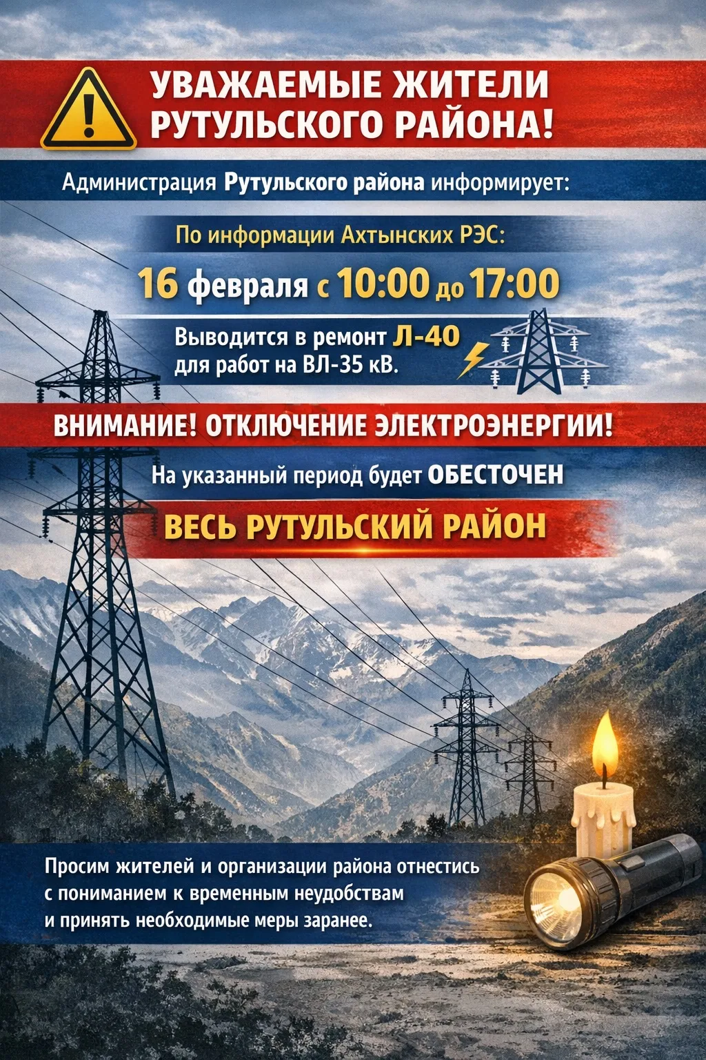 ⚠️ Уважаемые жители Рутульского района!