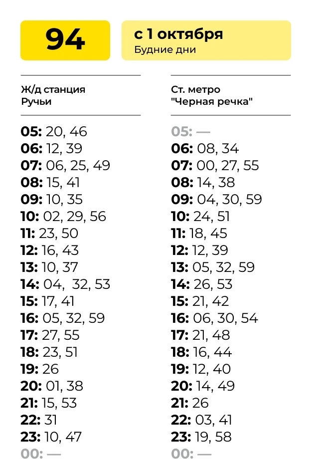 Расписания и графики работы некоторых автобусов изменятся с 1 октября: