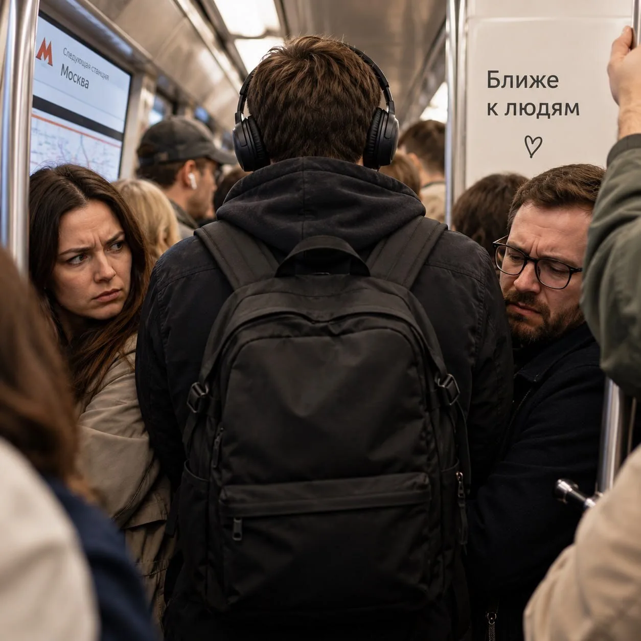 Рюкзак за спиной в переполненном метро — снять или пусть остальные сами протискиваются?
