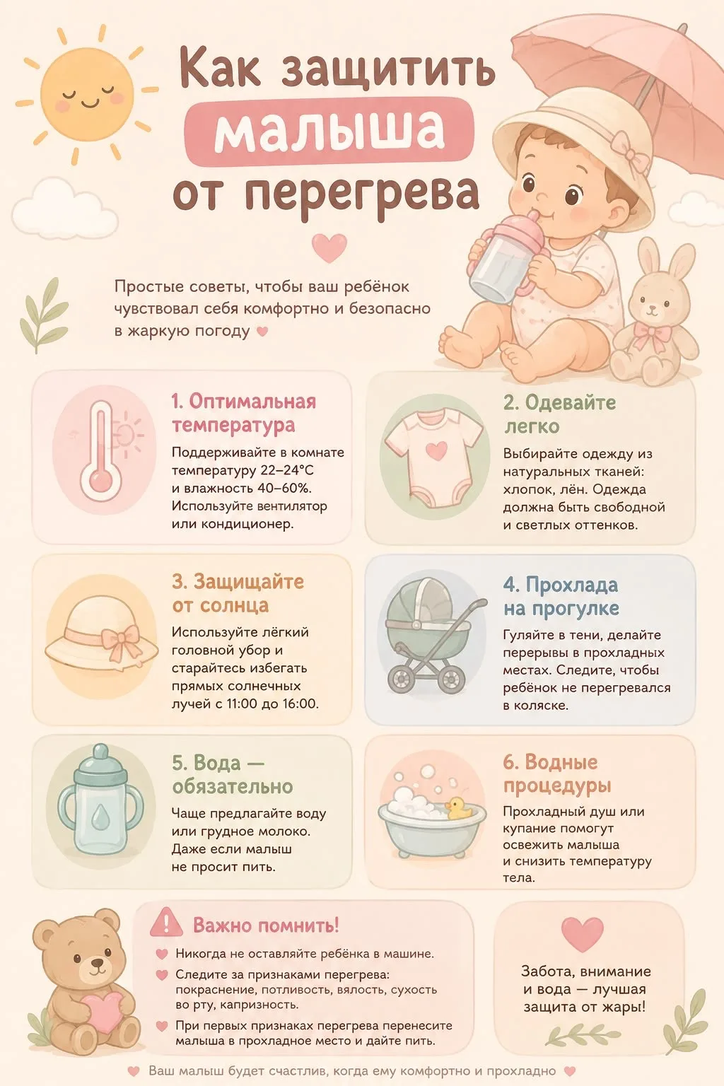 Как защитить малыша от перегрева 👶🏻