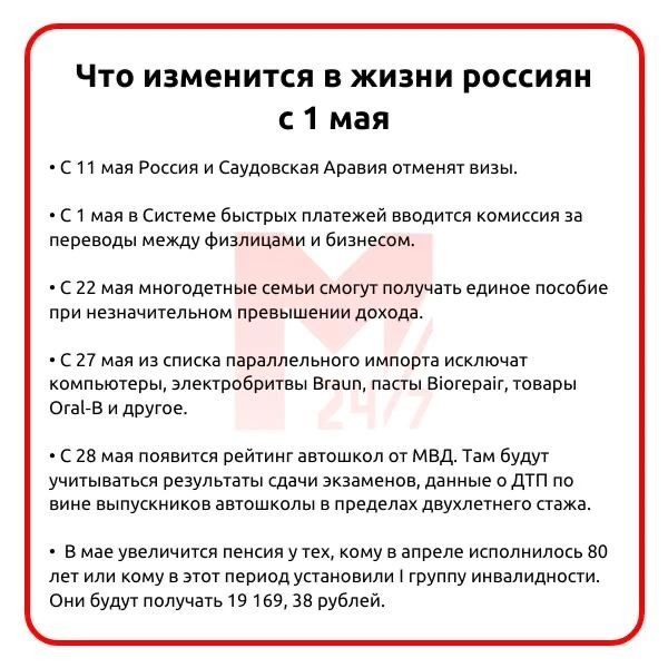 ❗️ Что изменится в жизни россиян в мае 2026 года