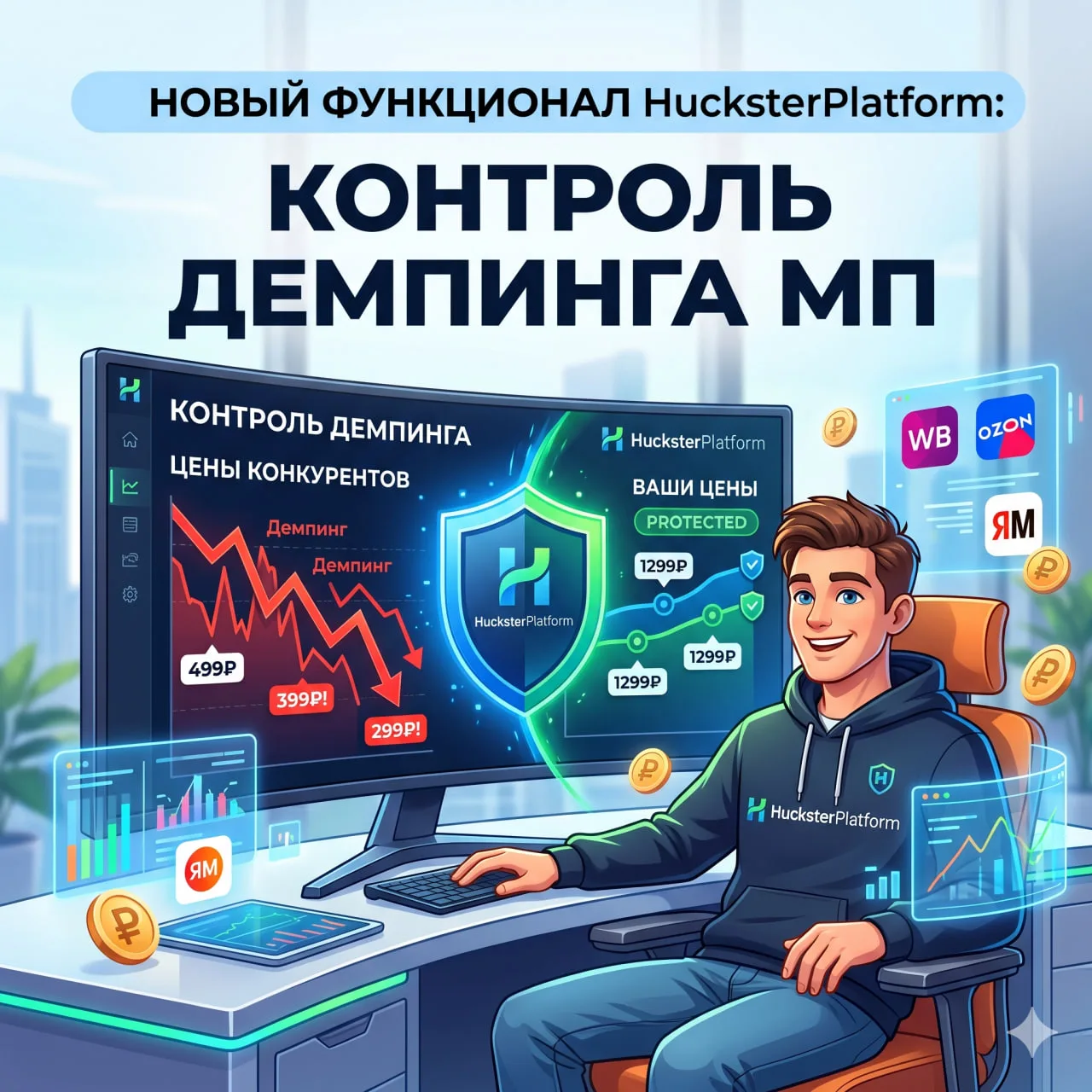 😁 Новый функционал HucksterPlatform: Контроль демпинга МП