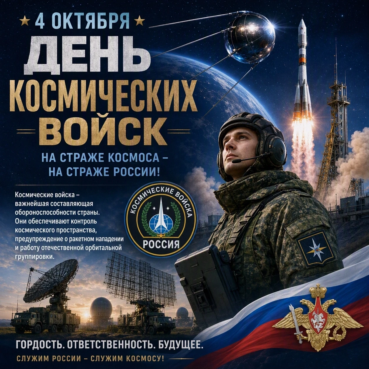 🚀🇷🇺4 октября Россия отмечает День Космических войск — праздник, уходящий корнями в 4...