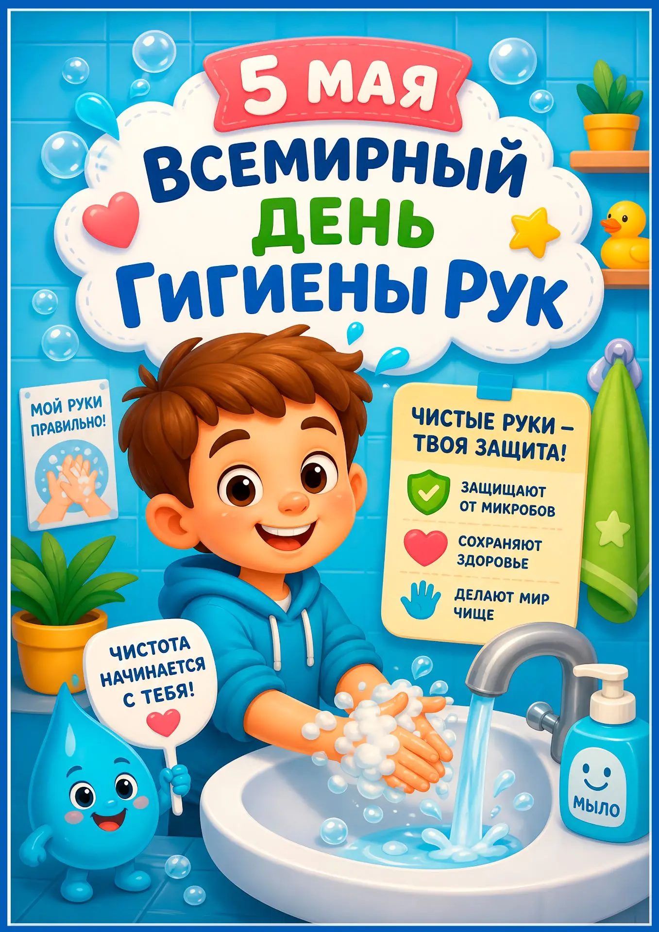 5 мая-Всемирный день гигиены рук.