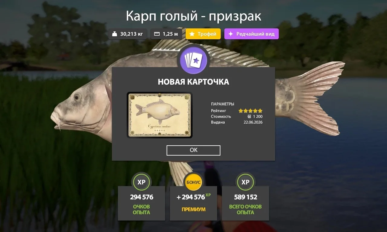 #янтарное@pp4wikipedia 
🐟 Карп голый-призрак (трофей)
📌 Координаты 83:144
🎣 Клипса: 35 
📕 Темпер