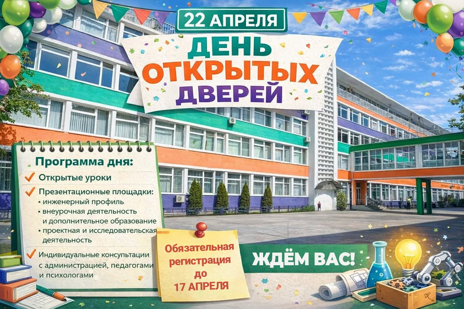 ДОРОГИЕ РОДИТЕЛИ И БУДУЩИЕ УЧЕНИКИ! 🎉  22 апреля в нашей гимназии — День открытых дверей. 🏫 Это уник