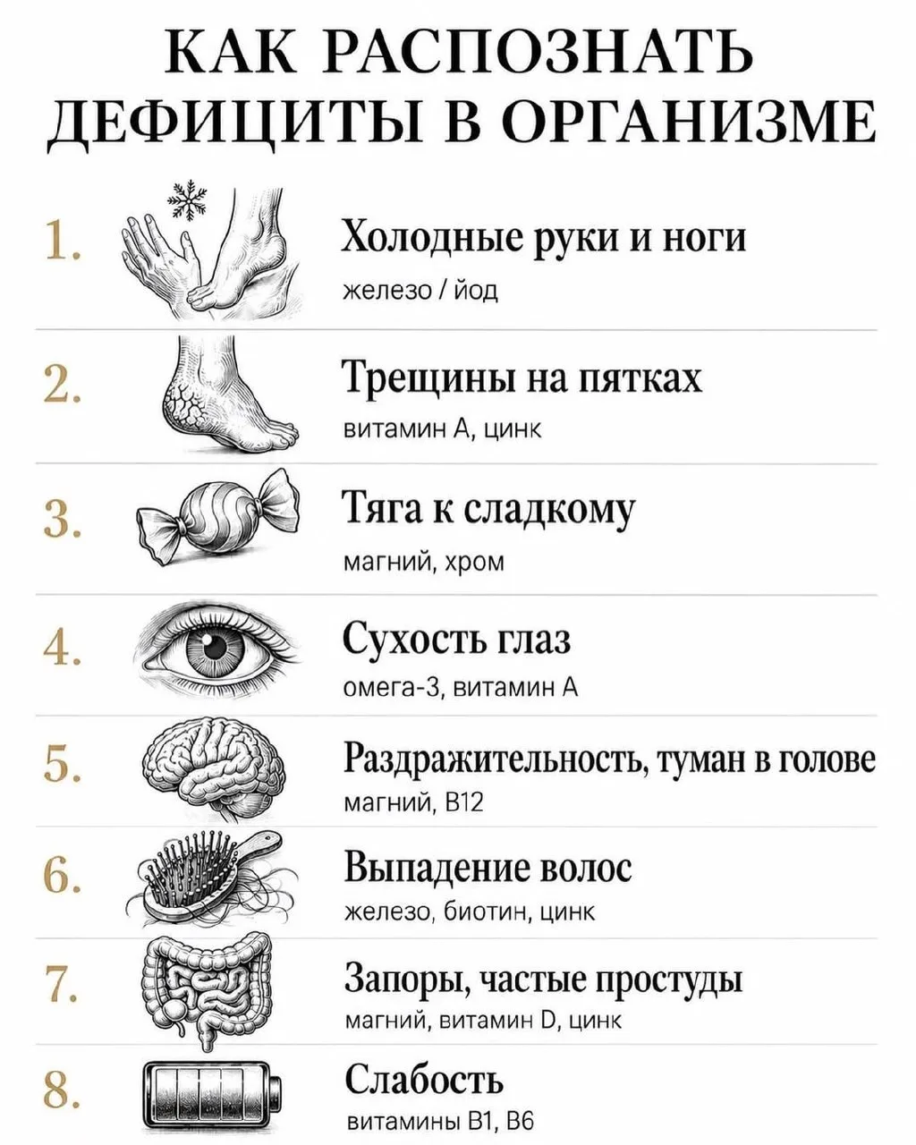 Организм часто подает сигналы, когда ему не хватает важных нутриентов — вопрос только в...