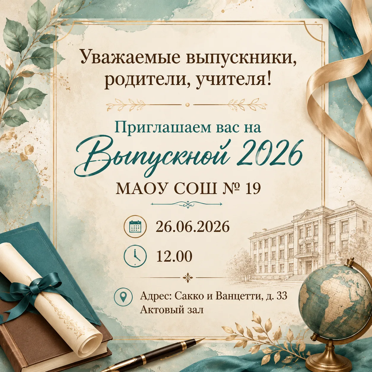 Дорогие наши учителя, любимые родители и, конечно же, главные герои дня — Выпускники!
 
Кажется, сов