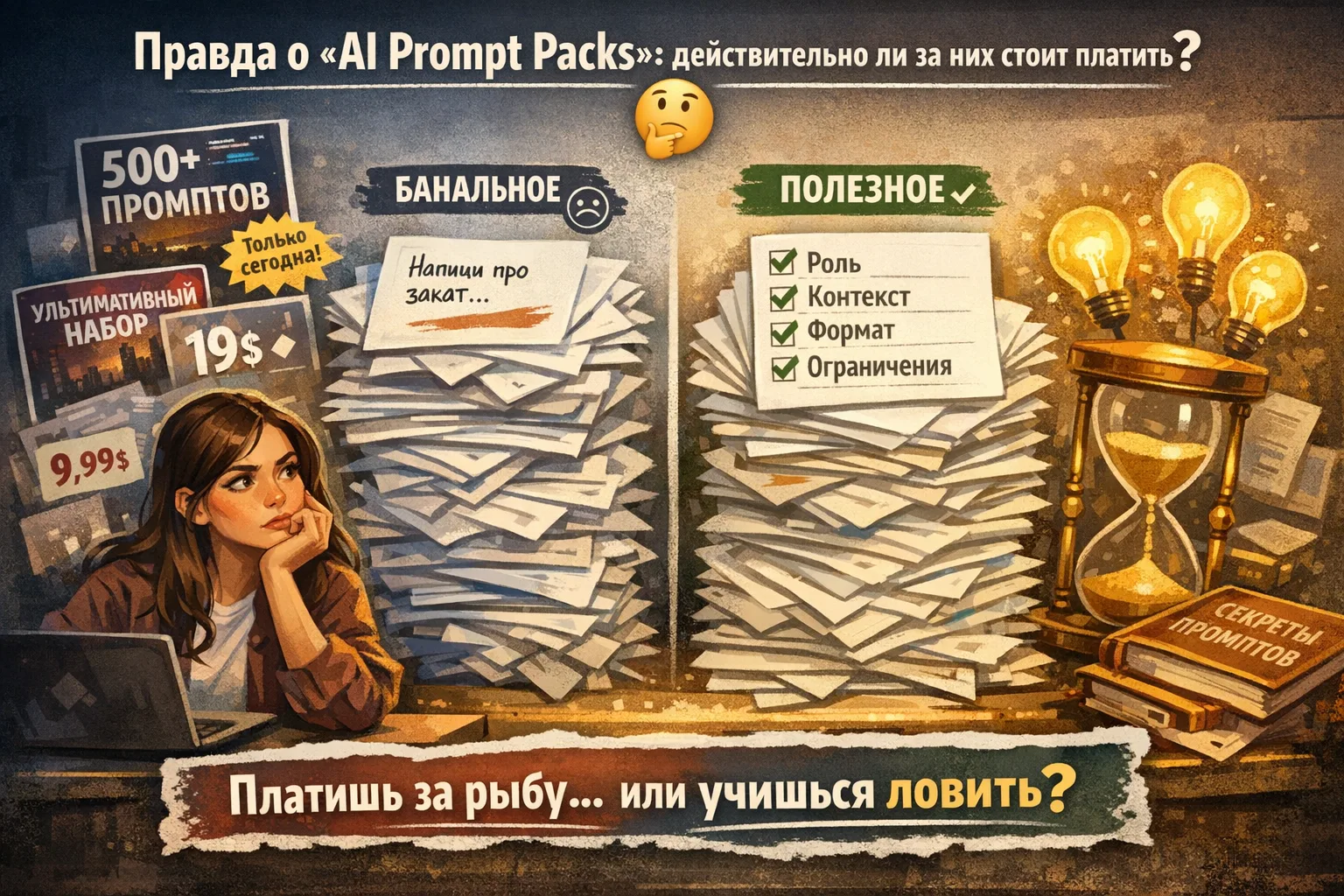 Правда о «AI Prompt Packs»: действительно ли за них стоит платить? 🤔

Я неделями изучала такие набо