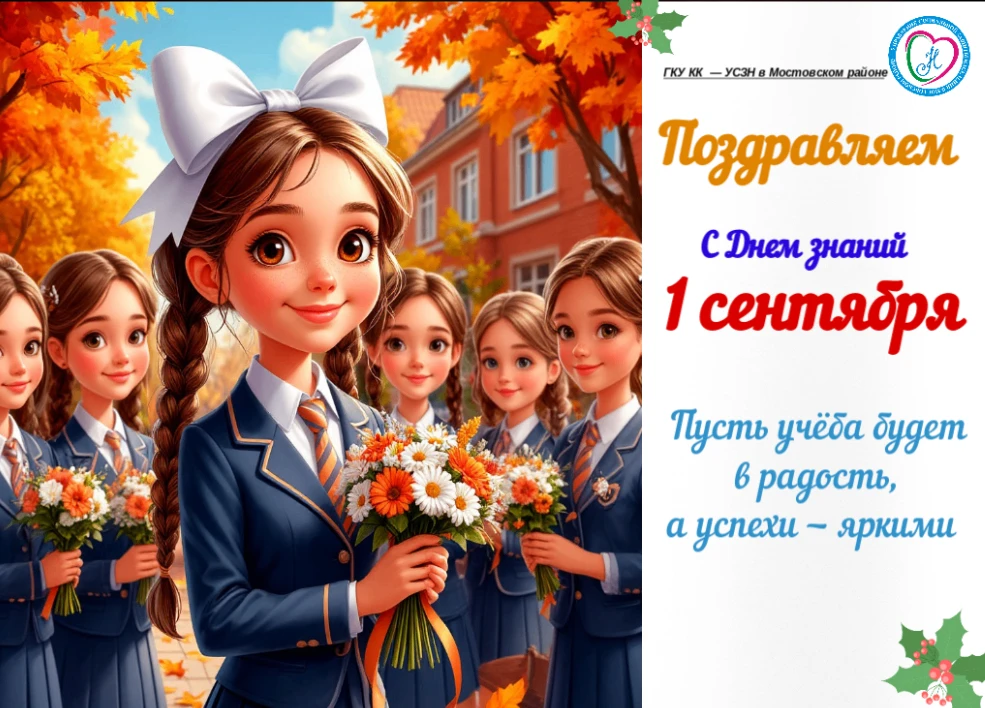 📚 УСЗН в Мостовском районе поздравляет с Днём знаний — с 1 сентября!🌺⁣