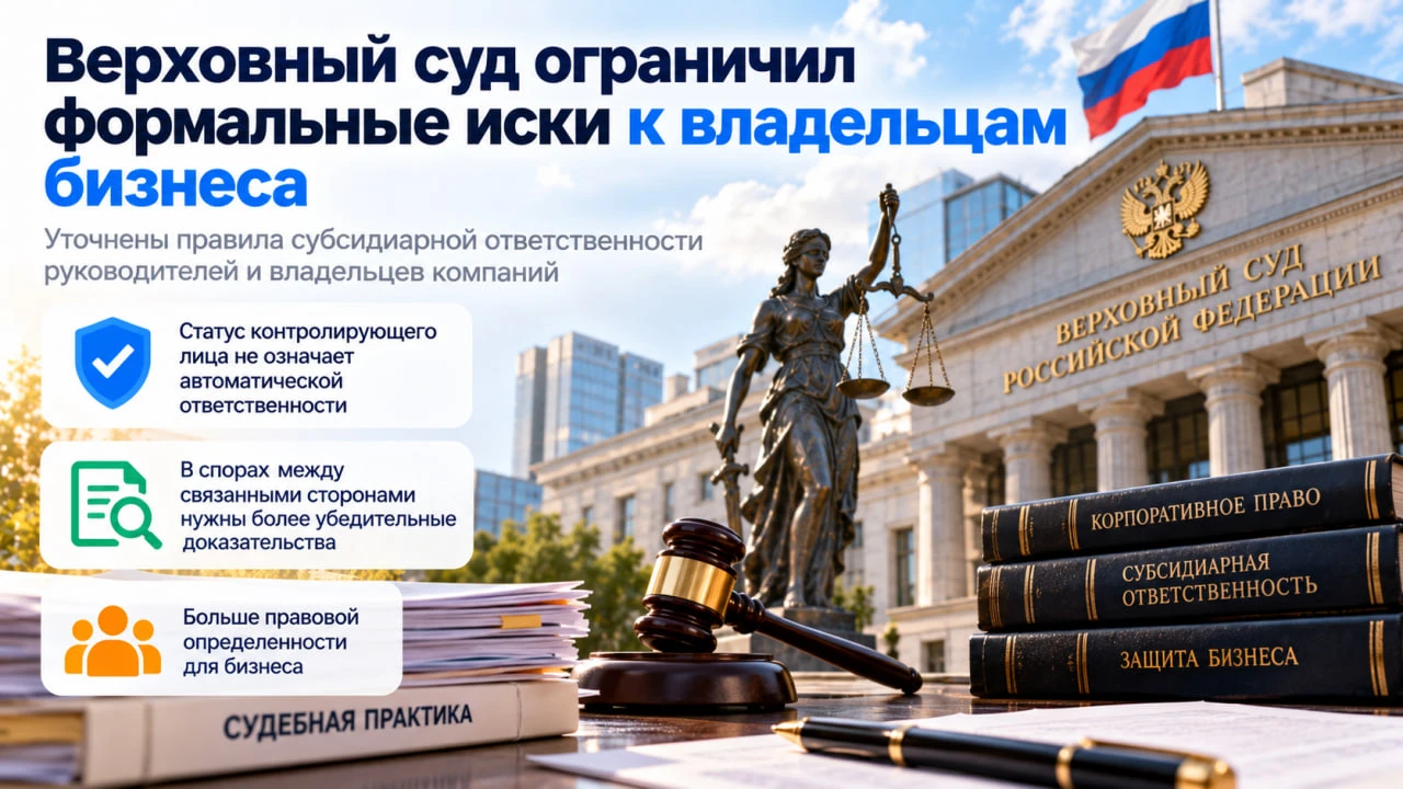 Верховный суд (ВС) поставил заслон формальным искам к владельцам бизнеса — уточнены пра...
