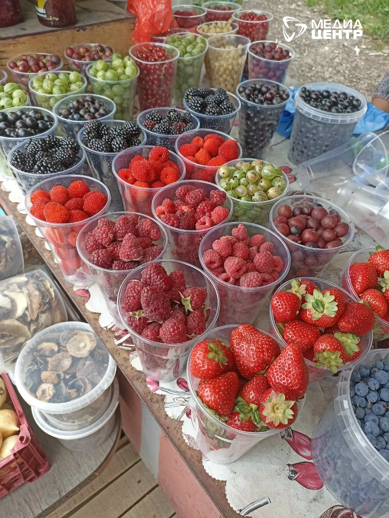 🍓На городском рынке продают урожай со своего огорода и лесные дары. На прилавках можно...
