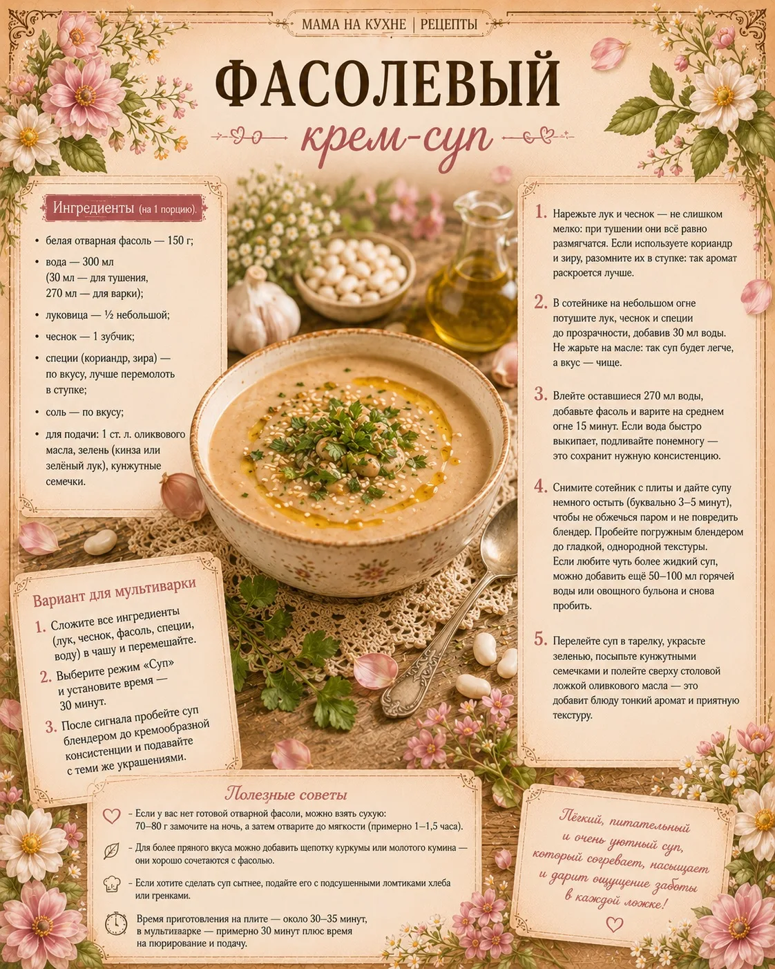 🌸 Фасолевый крем-суп 🌸

#первое #обед #суп #фасоль

СПАСИБО ЗА ПОДПИСКУ И РЕАКЦИИ