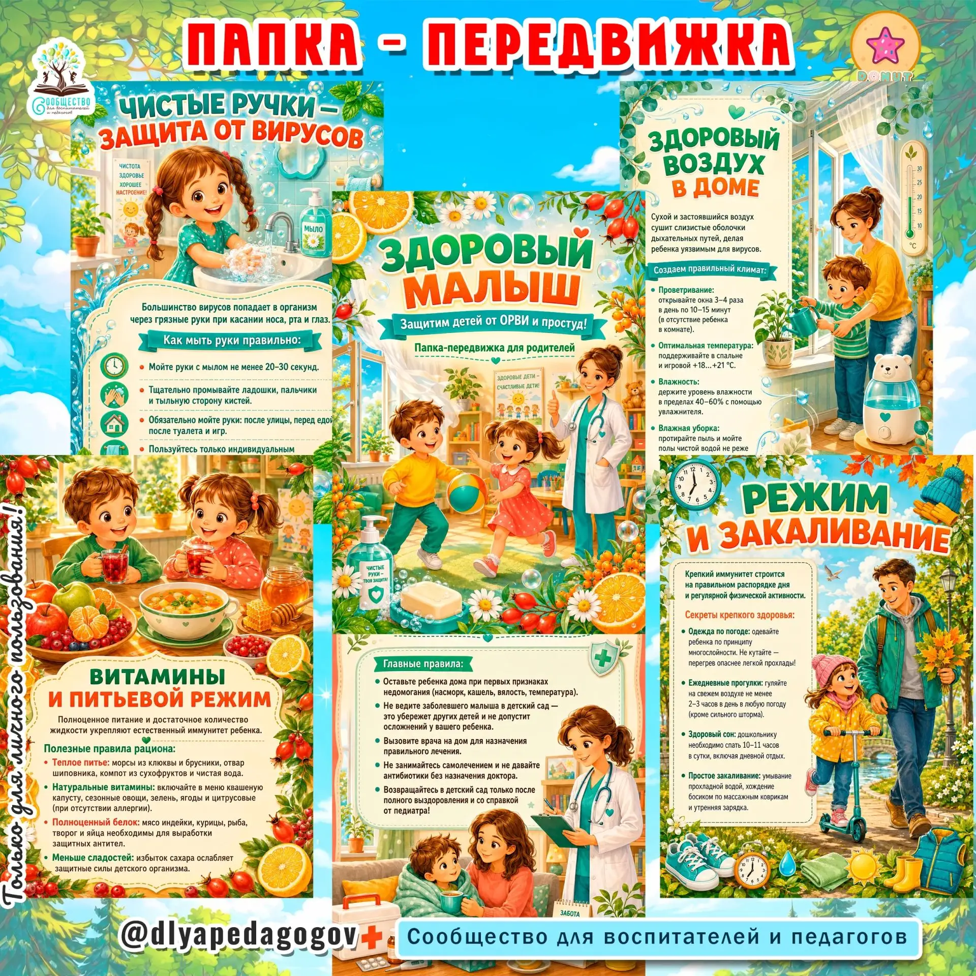 🍊 Папка-передвижка «Здоровый малыш» — полезный и яркий материал для работы с родителями!