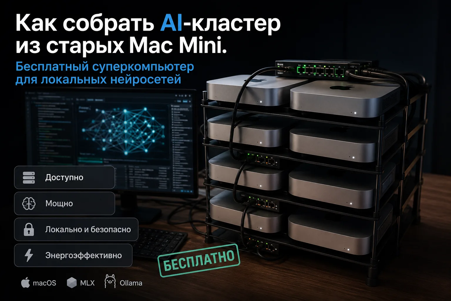 🖥️ Гайд: Как собрать AI-кластер из старых Mac Mini за 30 минут