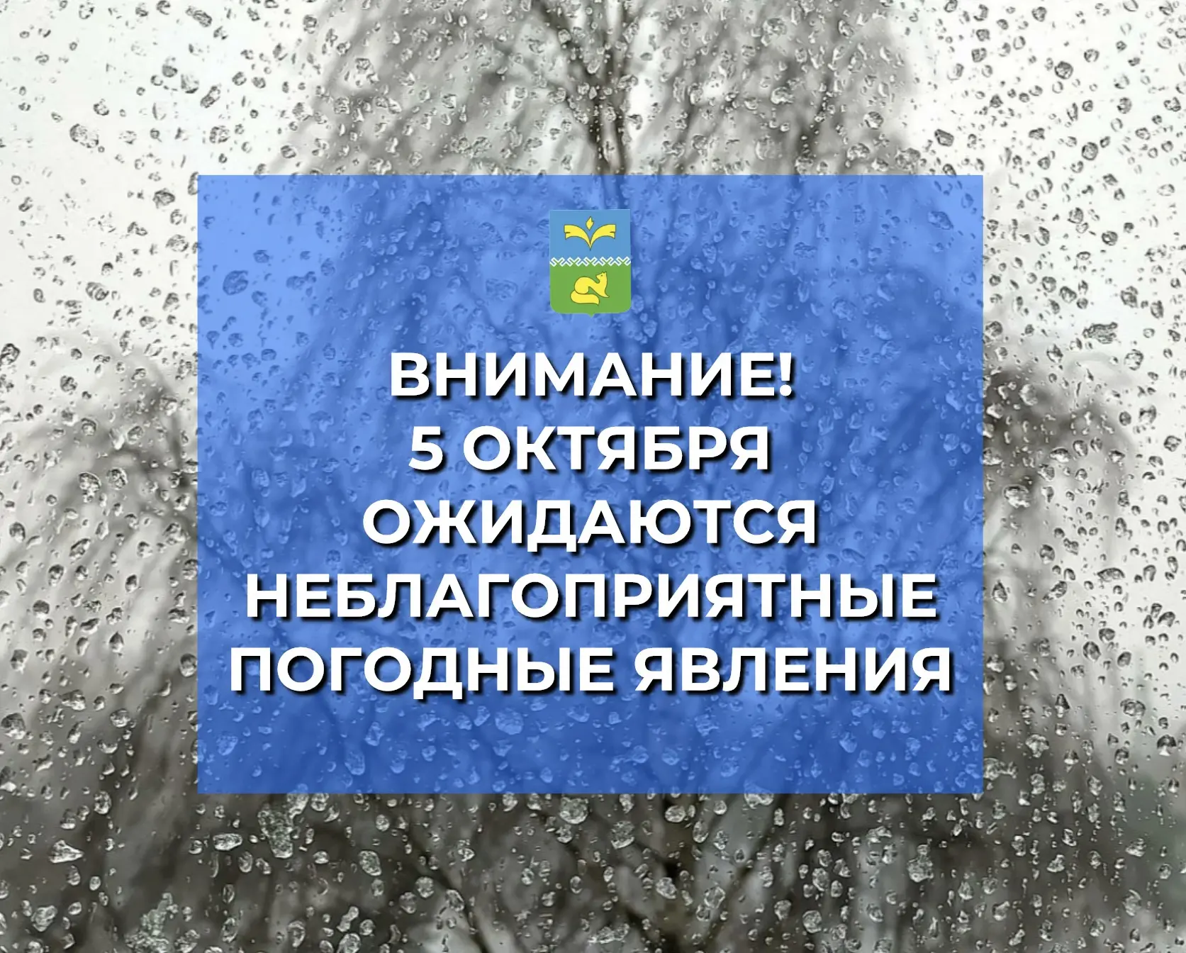 📢 5 октября местами по Югре ожидаются неблагоприятные погодные явления: сильные осадки...