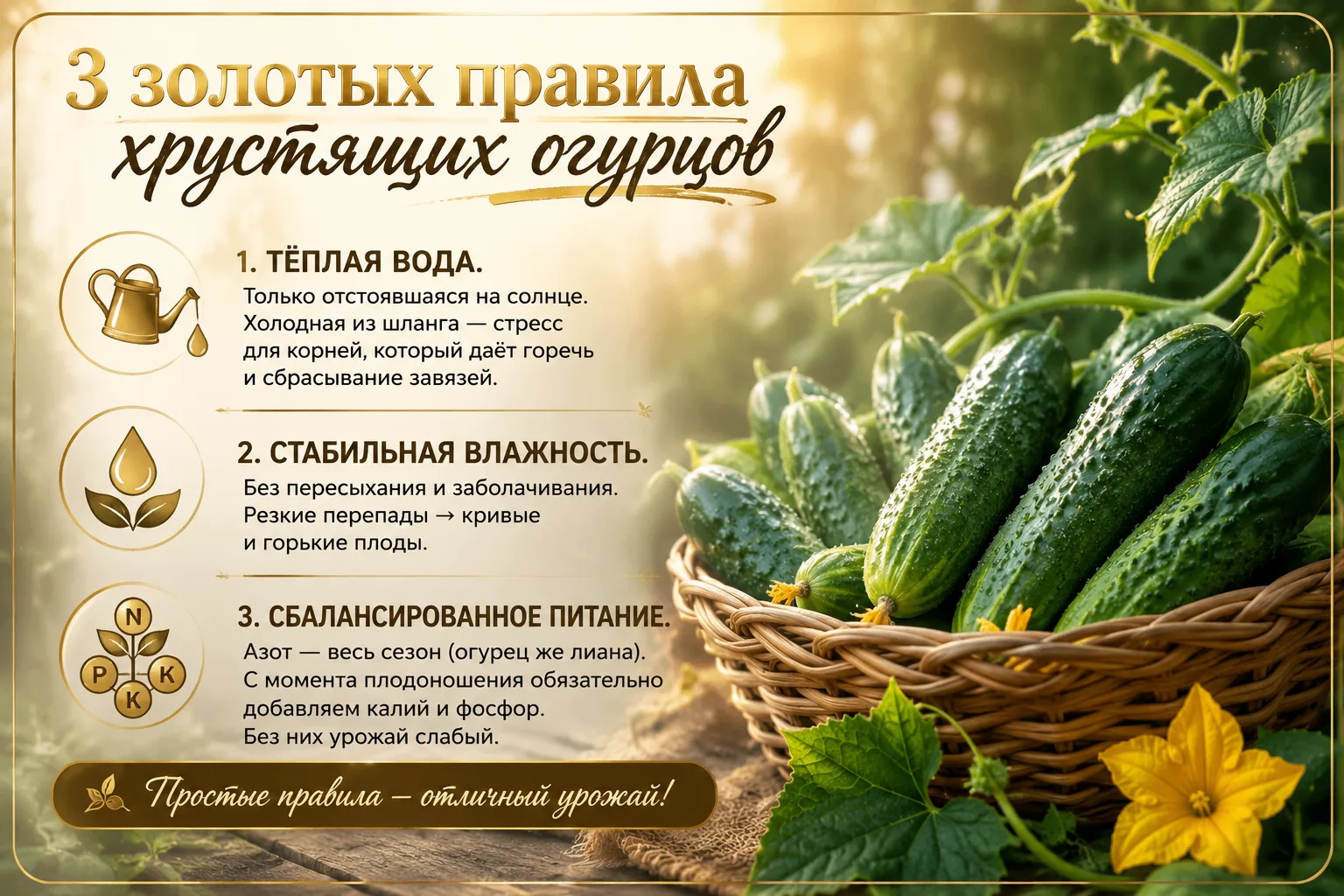 3 золотых правила хрустящих огурцов: