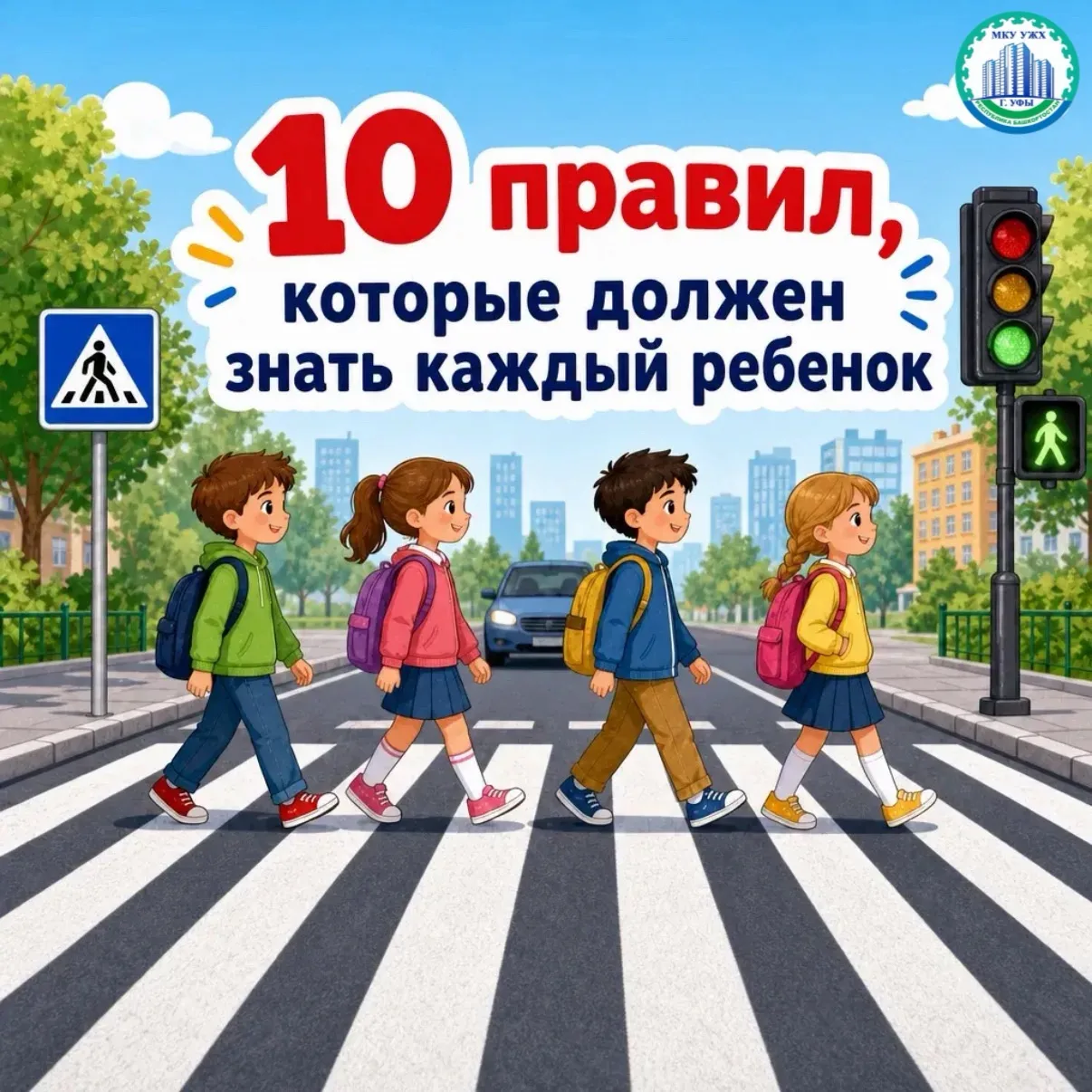 🛡️ 10 правил безопасности по дороге в школу